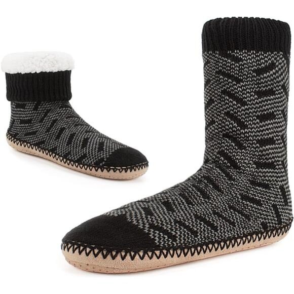 Men's Slipper Socks Fleece Lined Non-slip Sole Winter Soft Thick Cozy Home Boots - Picture 1 of 5